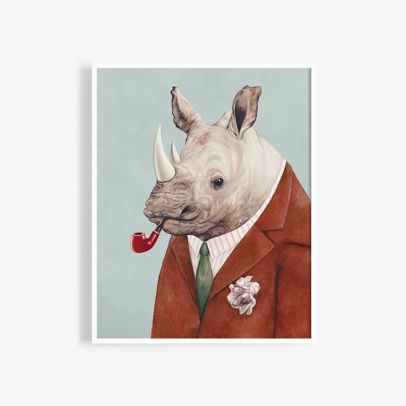 Rhinoceros Art Print  Animal Wall Art  Large Animal Print  image 0