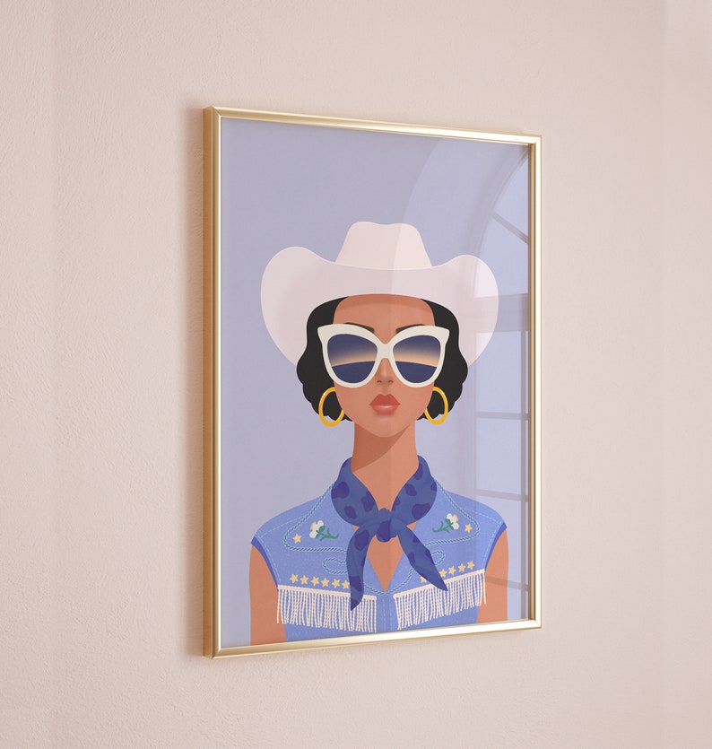 Coastal Cowgirl Blue Download Printable Wall Art, Barbie Dorm Room