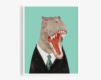 TREX Art Print - Dinosaur Print - Tyrannosaurus Rex Dinosaur Wall Art