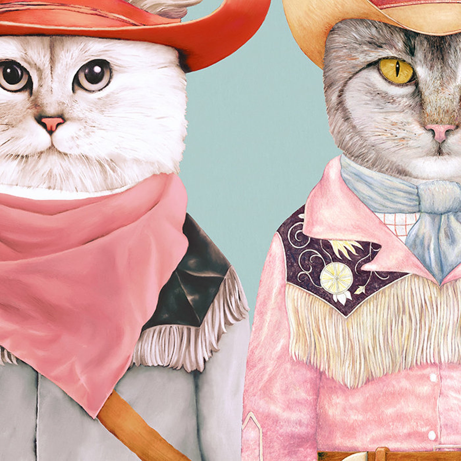 Cowboy Cats Art Print Colorful Wall Art Maximalist Decor - Etsy UK