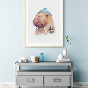 Tattooed Walrus Art Print Nautical Nursery Wall Art Tattooed Sailor Sea Walrus image 6