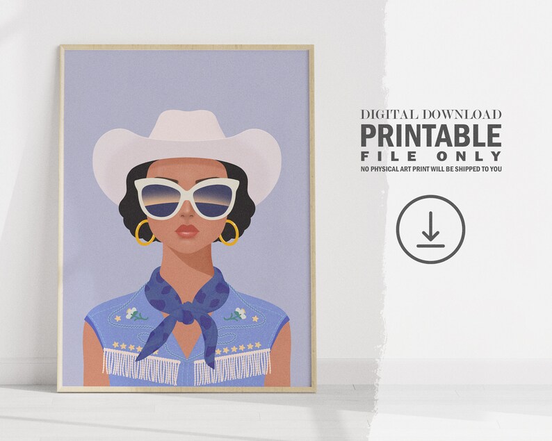 Coastal Cowgirl Blue Download Printable Wall Art, Barbie Dorm Room