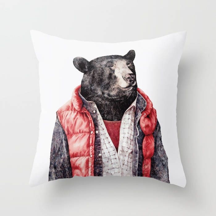 Black Bear THROW PILLOW Bear Pillow Animal Cushion Etsy