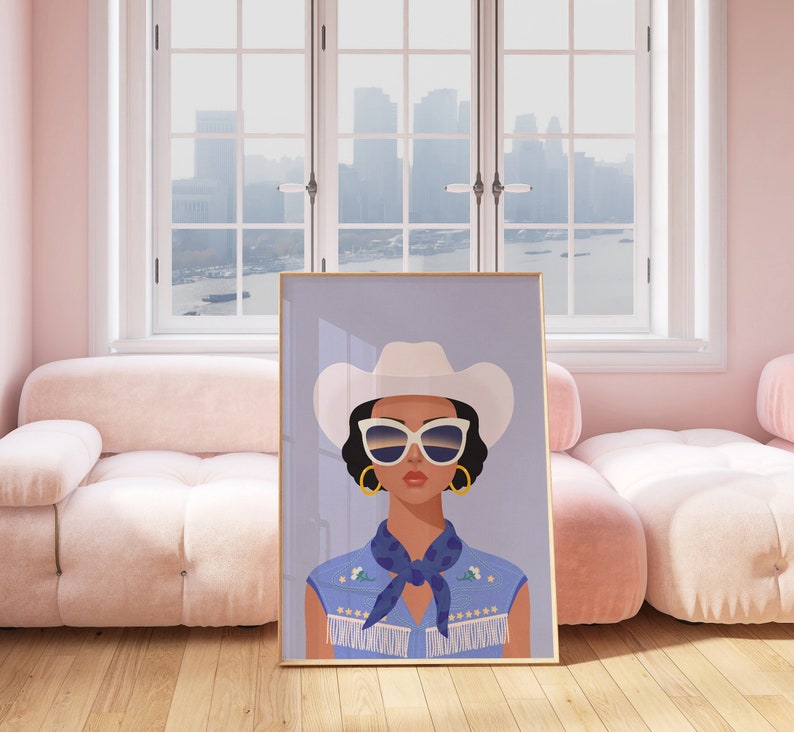 Coastal Cowgirl Blue Download Printable Wall Art, Barbie Dorm Room