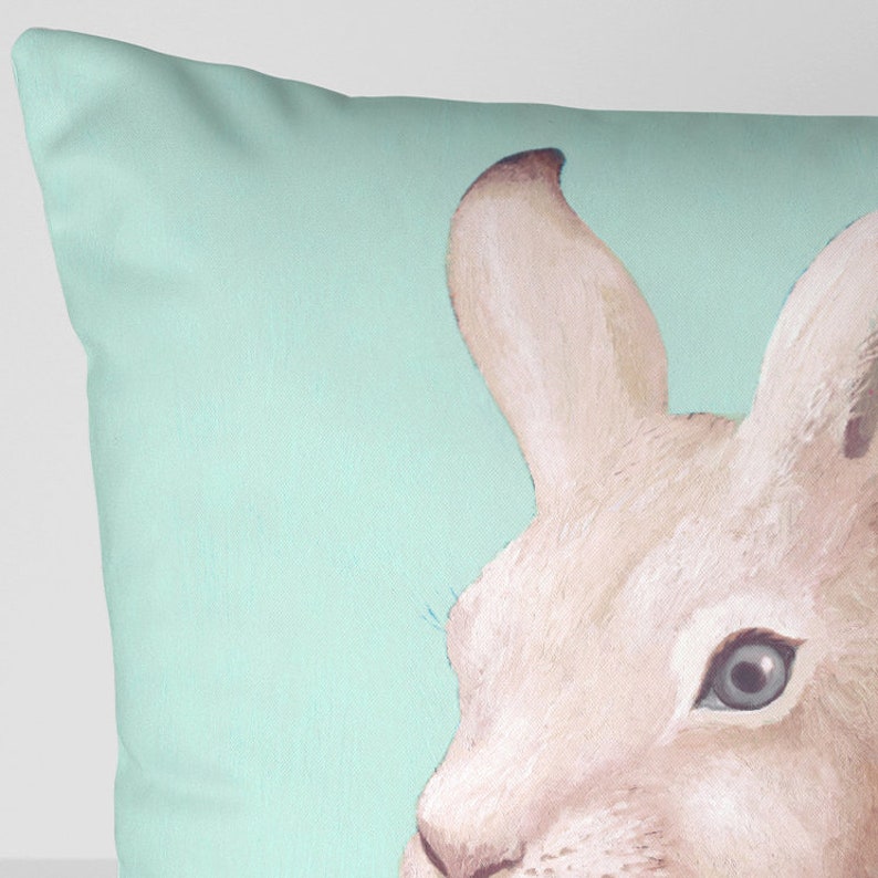 Rabbit Throw Pillow White Rabbit Nursery Decor Animal Etsy