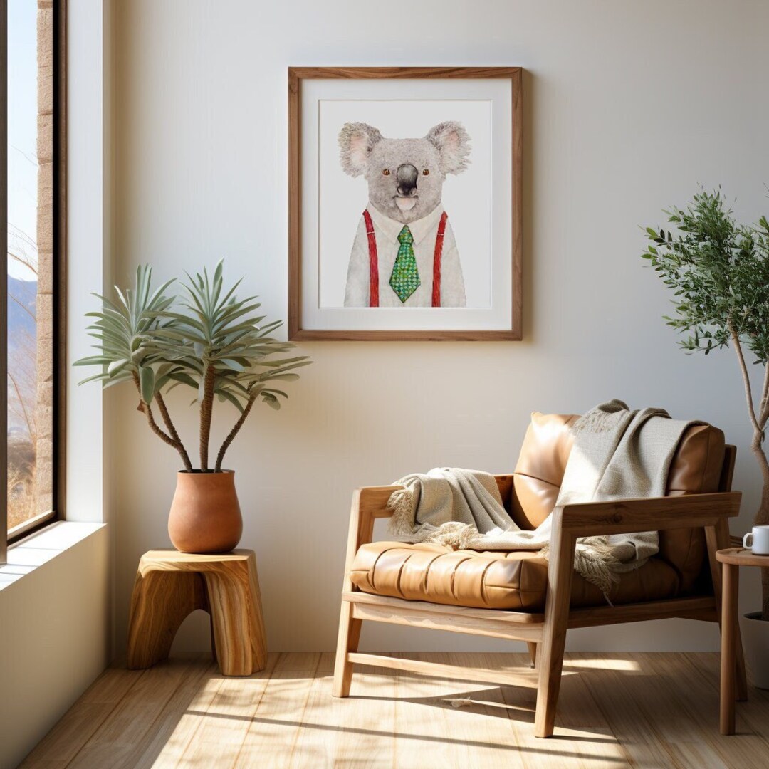 Koala Art Print - Rustic Australian Interior Wall Art - Quirky ...