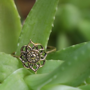 Mandala Ring | Bohemian Brass Ring | Ethnic Flower Ring | Gold Yoga Jewellery | Sacred Geometry Minimalist Ring | Brass Mandala Jewelry