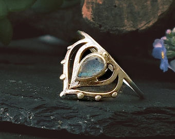 Moruiw Ring | Solid Silver Boho Ring | Sterling Silver Ring | Gift for Women | Labradorite | Bohemian Silver Ring | Stacking Ring | Handmade