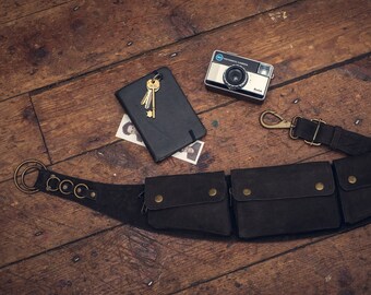 Leather Hipster Belt , Travel Belt, Pocket Belt, Leather Utility Belt, Utility Belt, Bumbag, Bumbag, leather Pocket Belt,festival Belt