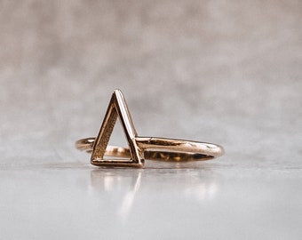 Mini Terhi Ring | Minimalist Geometric Ring | Brass Boho Jewelry| Dainty Rings For Her| Handmade Geometric Jewellery| Triangle Stacking Ring
