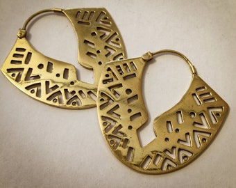 Gold Geometric Earrings | Unique statement earrings | Lightweight Bohemian Hoops | Chunky Gold Hoop Earrings | Thick Hoop Earrings | Gift