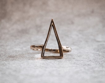 Minimalist Triangle Ring | Geometric Statement Ring | Dainty Brass Ring | Gold Boho Triangle Ring | Witch Ring | Gold Triangle Jewellery