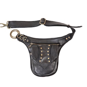 Schwarz Hüfttasche Gürtel | Festival Pouch Gürtel | Leder Gürteltasche | Bauchtasche | Festival Outfit | Unisex Gürteltasche
