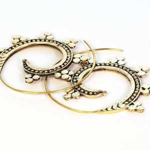 Tribal Brass Spirals, brass earrings, tribal earrings, boho earrings, ethnic jewellery, tribal jewellery, ethnic earrings