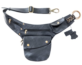 Black Travel Belt, Pocket Belt, Leather Utility Belt, Utility Belt Brown, Bumbag, Leather Bumbag, Bum Bag, Pocket Belt, festival Belt