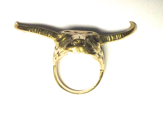 Western Tribal Buffalo Cow Bull Steer Skull Longhorn Horn Band Finger Ring