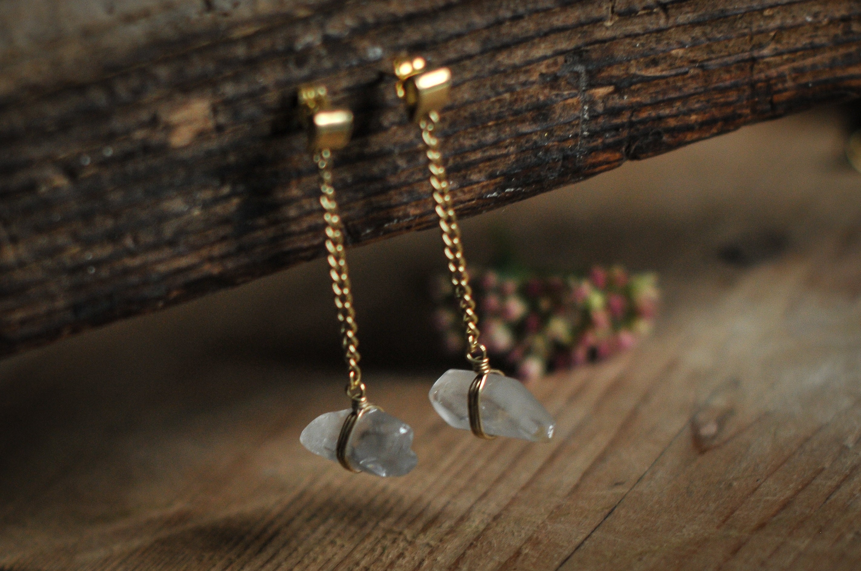 Chain Earrings, Crystal Earrings, Crystal Chain Earrings