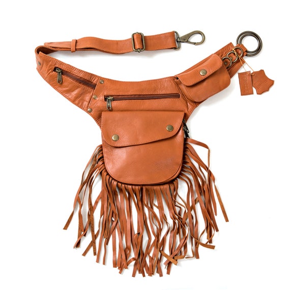 Brown Leather Utility Belt festival, burning man Double Leaf Utility Belt- Brown – Zootzu Garb main image 2