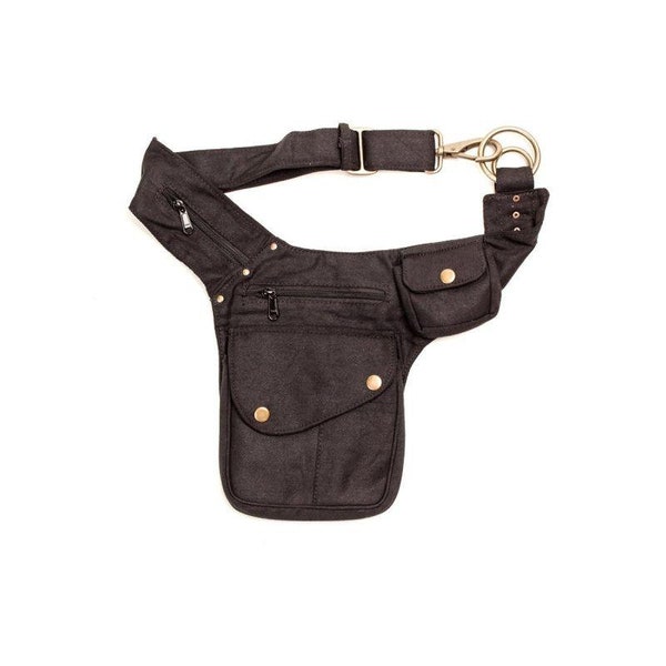 Black Utility belt with side pocket | Belt Bag | Cross Body Bag  | Money Belt | Vegan Bum Bag | Fanny Pack | Festival Outfit