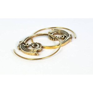 Flower Vine Spiral , Brass Spirals, brass earrings, tribal earrings, boho earrings, ethnic jewellery, tribal jewellery, ethnic earrings