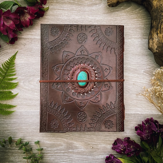 Camel Leather Gemstone Journal | Spiked Lotus | 7 Camel Leather Gemstone Journal | Spiked Lotus | 7