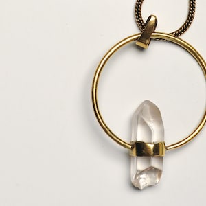 Hoop Pendant, Circle Pendant Necklace, Circle Crystal Necklace, 18 Inch Necklace, Brass Necklace Chain, Crystal Pendant, Necklace Pendant