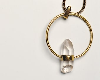 Hoop Pendant, Circle Pendant Necklace, Circle Crystal Necklace, 18 Inch Necklace, Brass Necklace Chain, Crystal Pendant, Necklace Pendant
