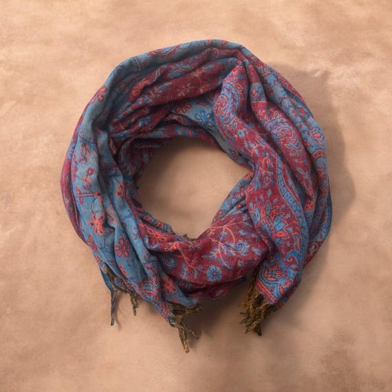 Crimson Meadow Blanket Scarf • Oversized Floral Wrap • Brushed