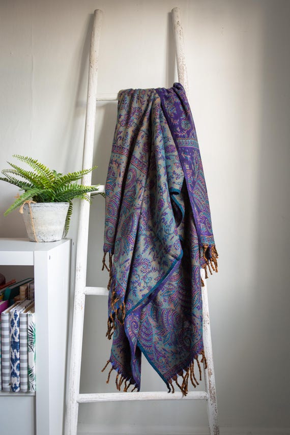 Purple Reverie Blanket Scarf • Oversized Floral Wrap • Brushed