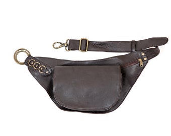Brown Leather Nelya Belt,  Cross Body Bag , Hip Bag, Utility Belt, Leather Travel Belt, Black Bum Bag, Pocket Belt, festival Belt