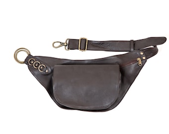 Brown Leather Nelya Belt,  Cross Body Bag , Hip Bag, Utility Belt, Leather Travel Belt, Black Bum Bag, Pocket Belt, festival Belt