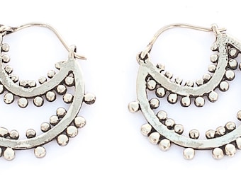 Silver Khalesi Hoops, silver earrings, silver hoop earrings, tribal earrings, boho earrings, ethnic jewellery, tribal jewellery,