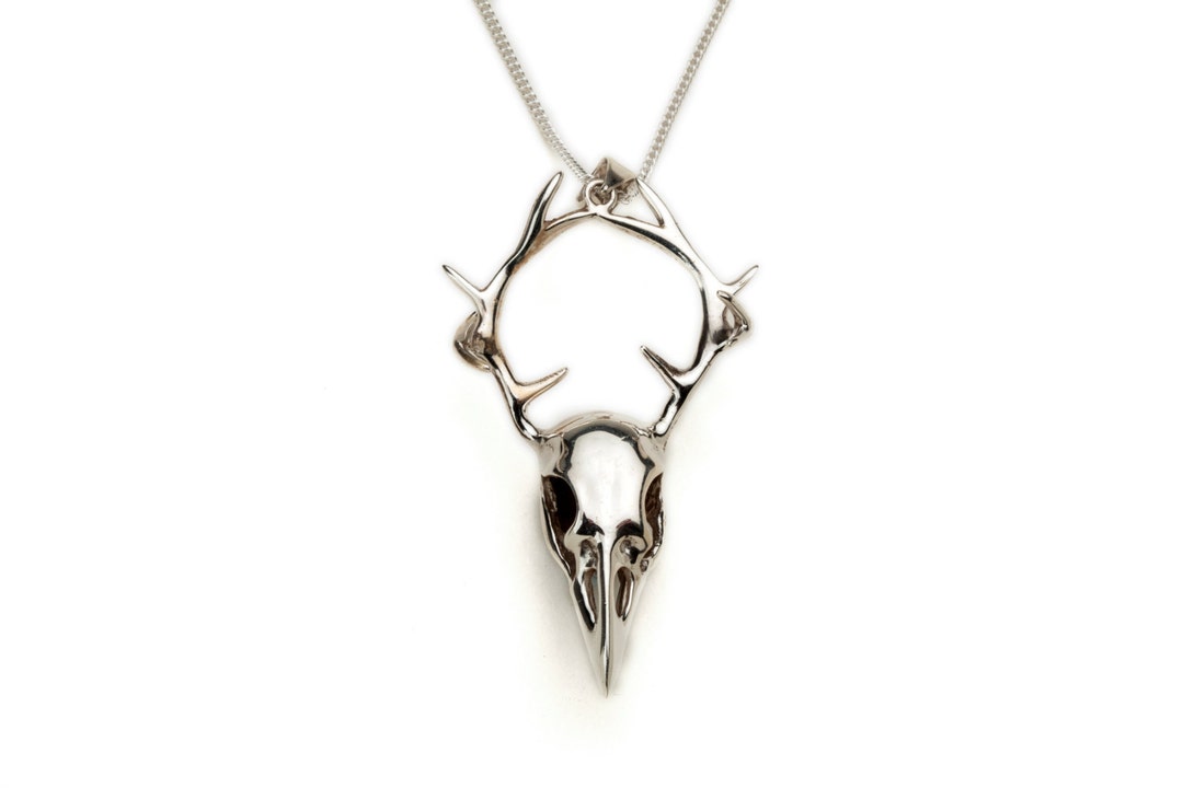 Pendentif Crâne De Corbeau En étain - Bijou Occasion, Style Gothique/rock