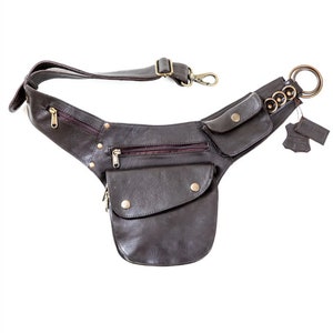 Vegan Brown Leather Fanny Pack - Adjustable Waist Purse - Perfect Travel Bag - Concert Hip Bag For Women - Vegan Leather Bum Bag