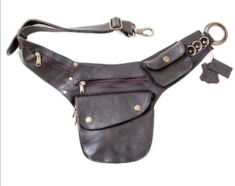 Vegan Brown Leather Fanny Pack - Adjustable Waist Purse - Perfect Travel Bag - Concert Hip Bag For Women - Vegan Leather Bum Bag