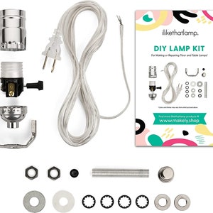 Easy-to-Use Electric Lamp Wiring Kit - Rewire a New lamp, Rewire an Old, Broken Lamp - 4 Colors- Includes Socket, Cord, Rubber & Knurl