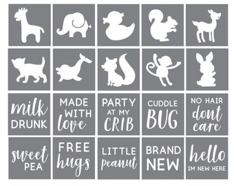 Onesie Decorating Kit - Set of 20 Baby Shower Stencils for Painting Onesies