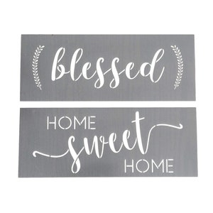 Blessed Stencil and Home Sweet Home Stencil Modern Word Stencils for Making a DIY Sign DIY Wall Decor Set of 2 Reusable Sign Stencils image 1