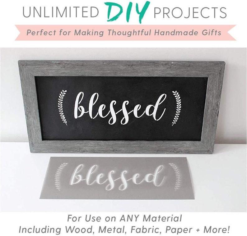 Blessed Stencil and Home Sweet Home Stencil Modern Word Stencils for Making a DIY Sign DIY Wall Decor Set of 2 Reusable Sign Stencils image 4