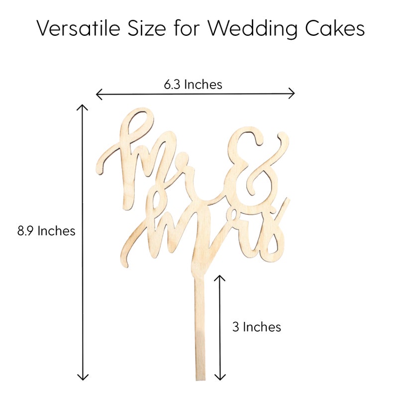 Mr&Mrs Cake Topper Customizable Wooden Wedding Cake Topper in a Modern Script Font Leave It Plain or Paint It For a Truly Unique Look image 2