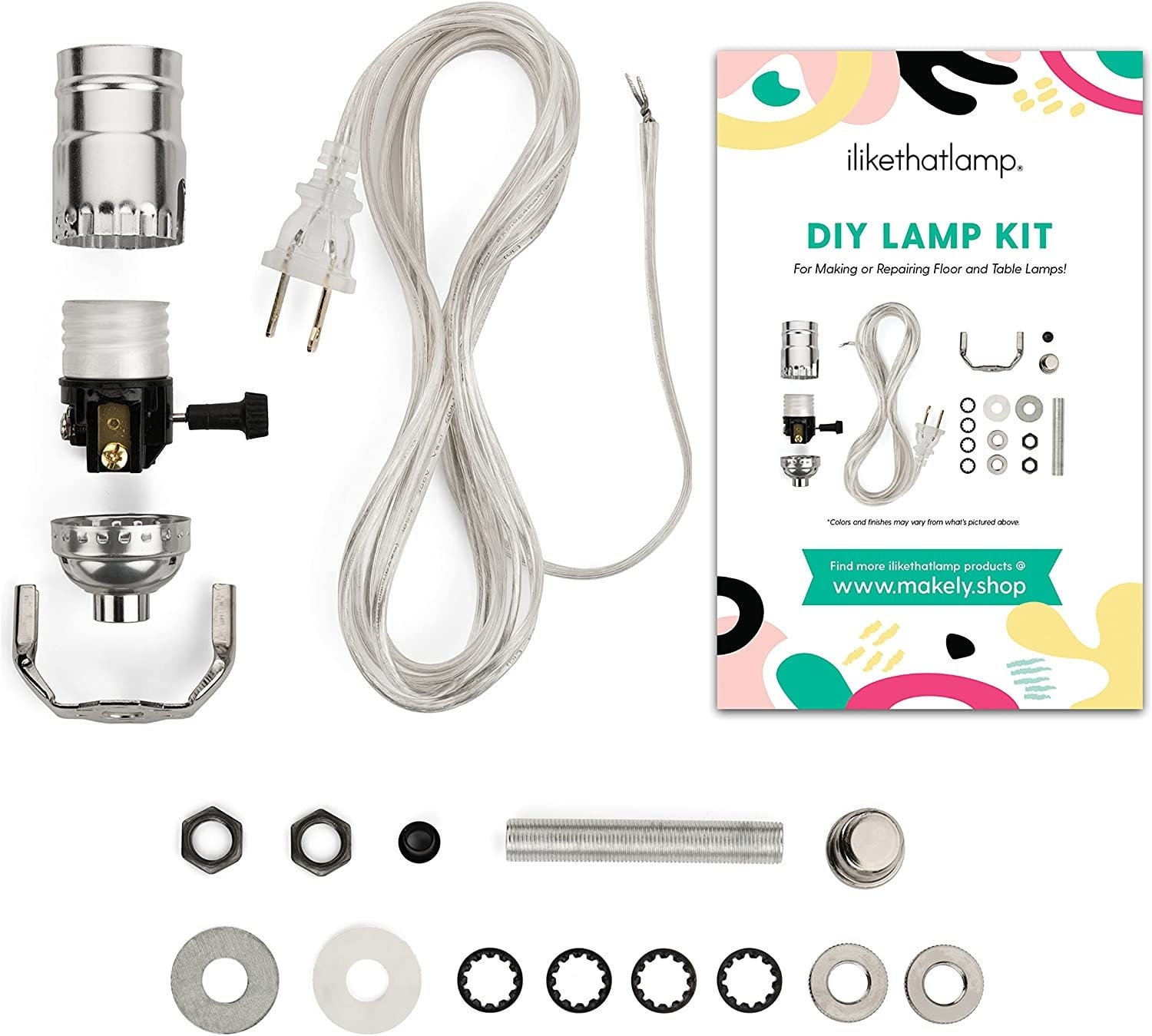 DIY Lamp Wiring Kit (Silver Socket & Silver Cord) - Makely