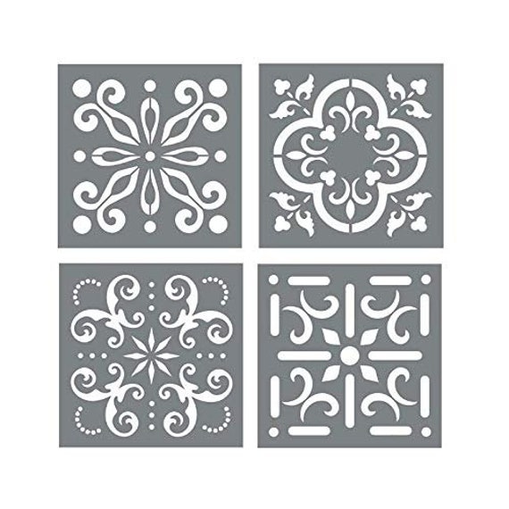 mexican tile stencil set pack of four 6x6 tile stencil etsy