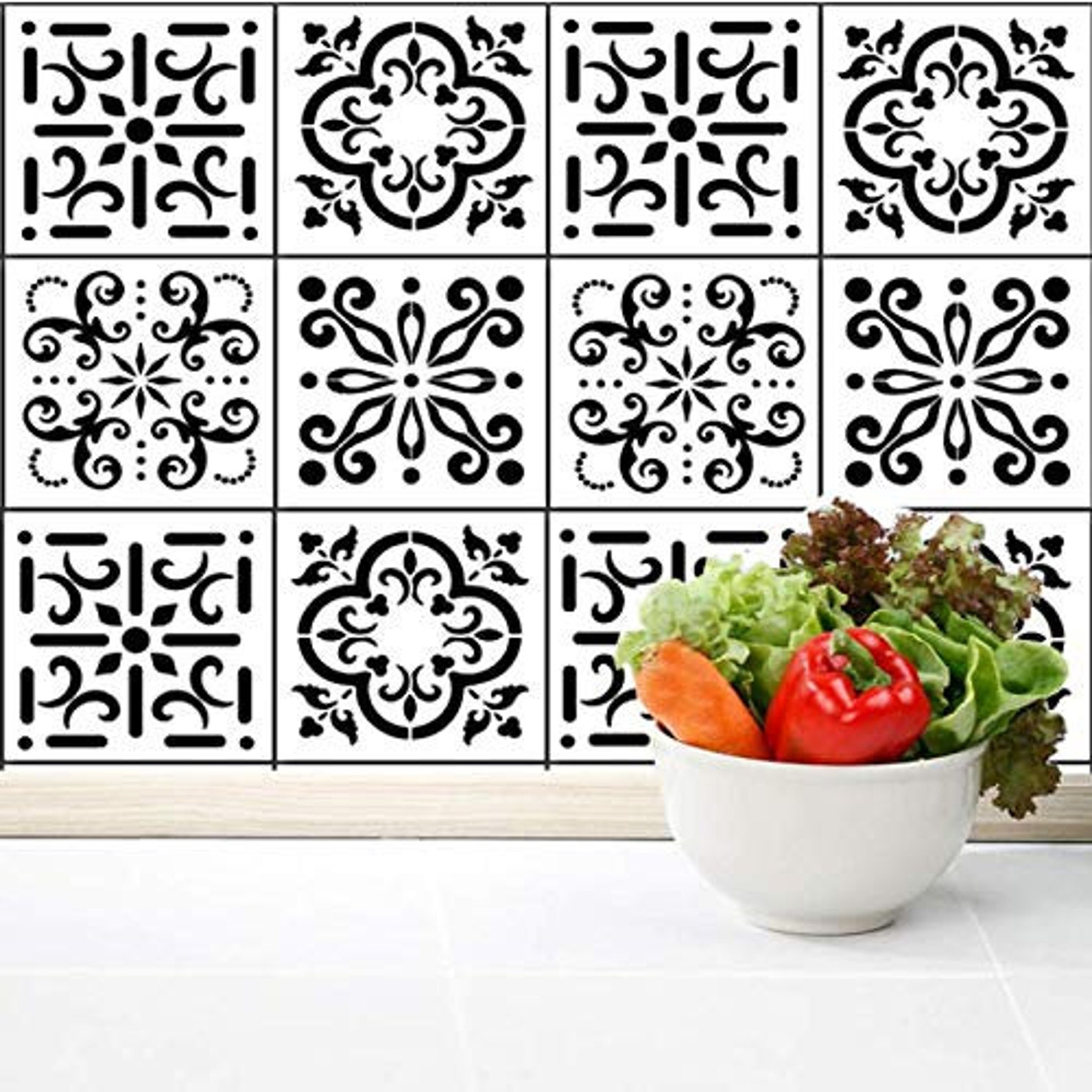 Mexican Tile Stencil Set Pack of Four 4x4 Tile Stencil Etsy
