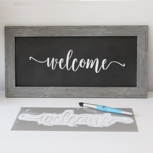 Welcome, Home Sweet Home, Grateful Calligraphy Stencilling Set Set of 3 Reusable Sign Stencils for Making Easy Rustic DIY Décor image 6