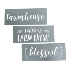 Farmhouse, Blessed, Certified Farm Fresh Calligraphy Stencilling Set Country Farmhouse Word Stencils Set of 3 Reusable Sign Stencils image 1