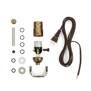 Kit de câblage de lampe électrique facile à utiliser Recâblez une nouvelle lampe, recâblez une vieille lampe cassée 4 couleurs Comprend une douille, un cordon, du caoutchouc et une molette Antique Brass/Brown
