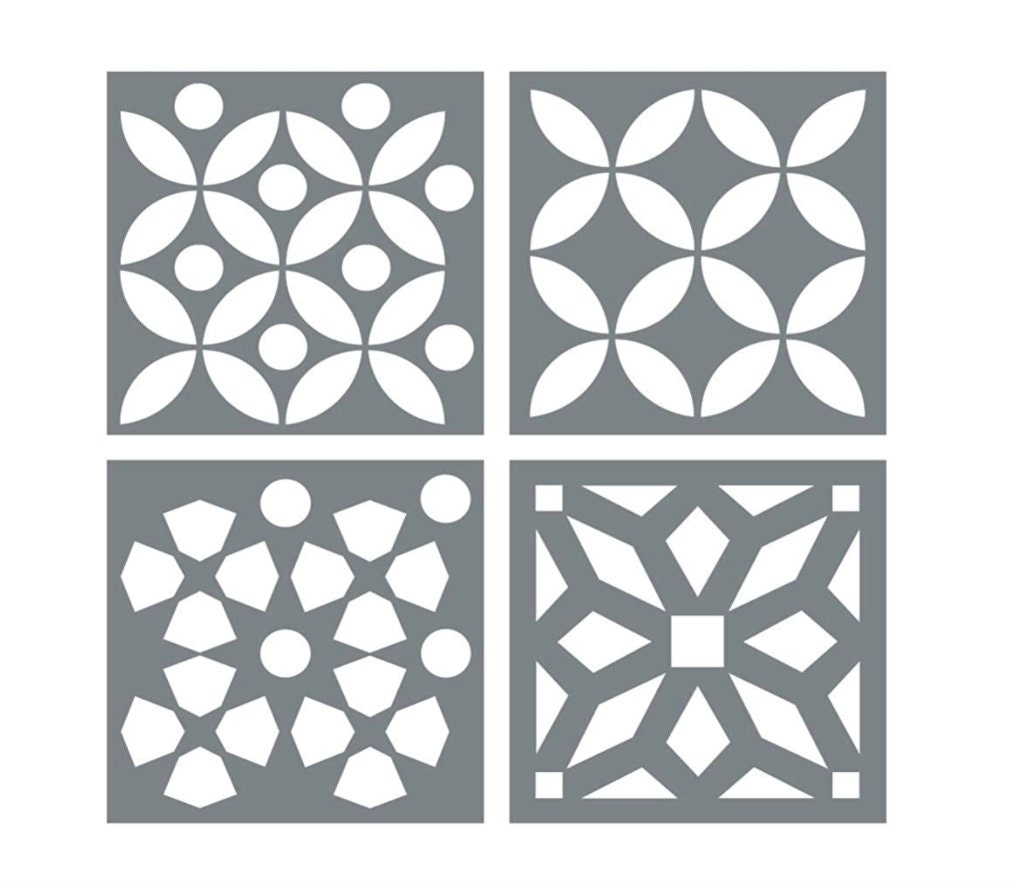 Moroccan Tile Stencil Set Pack Of Four 4x4 Tile Stencil Etsy