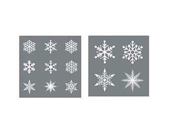 Large Snowflake Stencil Set - Pack of 2 Christmas Stencils for Decorating Windows, Walls + More - Reusable Snowflake Stencils for Painting