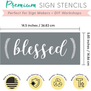 Blessed Stencil and Home Sweet Home Stencil Modern Word Stencils for Making a DIY Sign DIY Wall Decor Set of 2 Reusable Sign Stencils image 3