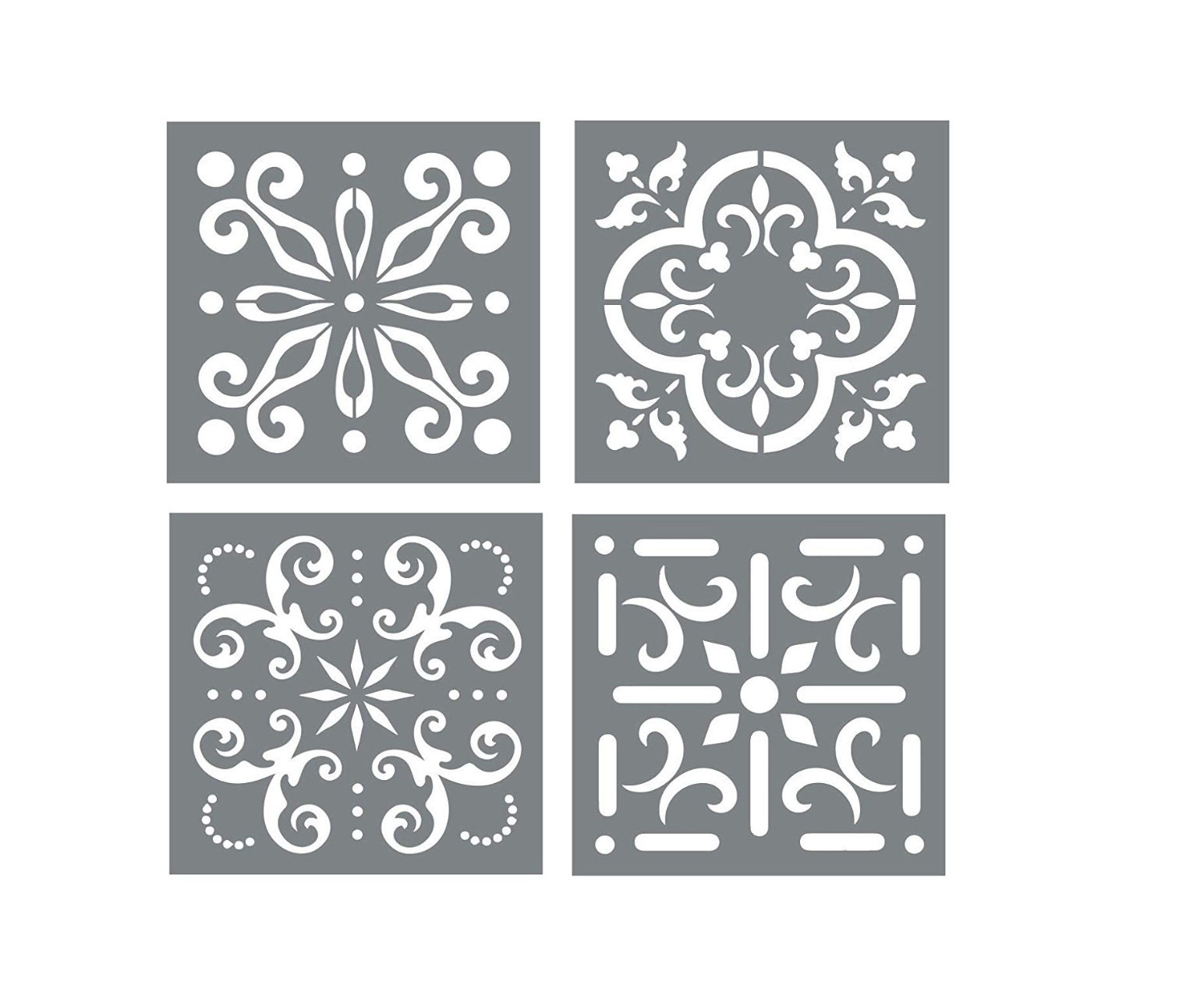  Set of Four 4-Inch Tile Stencils in a Modern Aztec Stencil  Pattern - Use as Floor Stencils or Wall Stencils, Update Your Furniture or  Create Artwork with Reusable Stencils for Painting